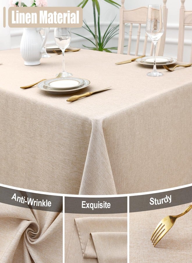 Smiry Square Table Cloth Linen Textured, Waterproof Spillproof Anti-Wrinkle Burlap Tablecloth, Washable Decorative Fabric Table Cover for Dining, Party, Banquet, 60 x 60 Inch, Linen - Image 2