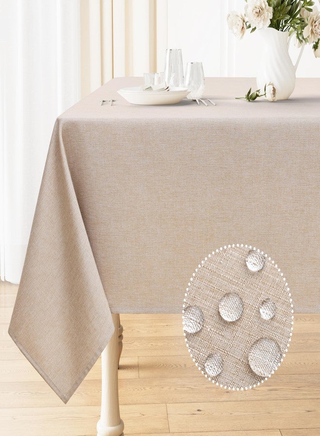 Smiry Square Table Cloth Linen Textured, Waterproof Spillproof Anti-Wrinkle Burlap Tablecloth, Washable Decorative Fabric Table Cover for Dining, Party, Banquet, 60 x 60 Inch, Linen - Image 1