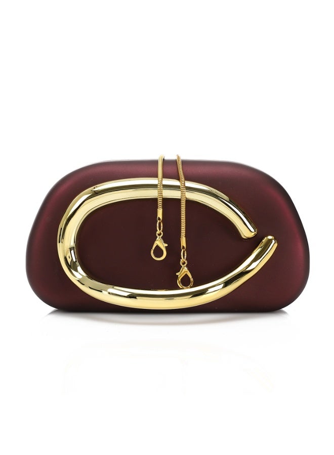 Mr.joe Statement Handle Clutch Burgundy - Image 1