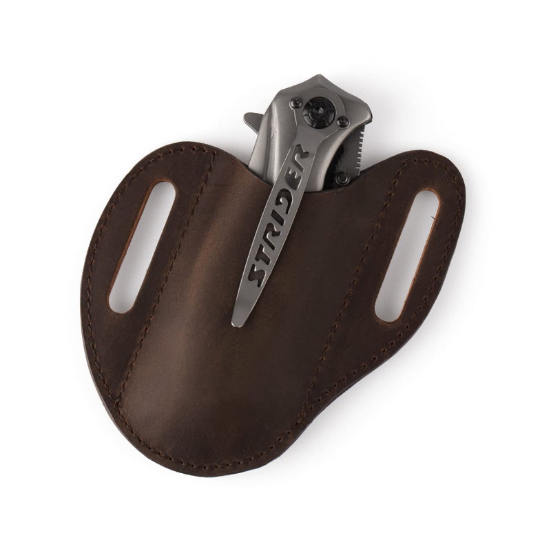 Gentlestache Leather  Sheaths for Belt Pocket  Holder EDC Leather Sheath for Folding  Compact Draw  Holster Dark Brown
