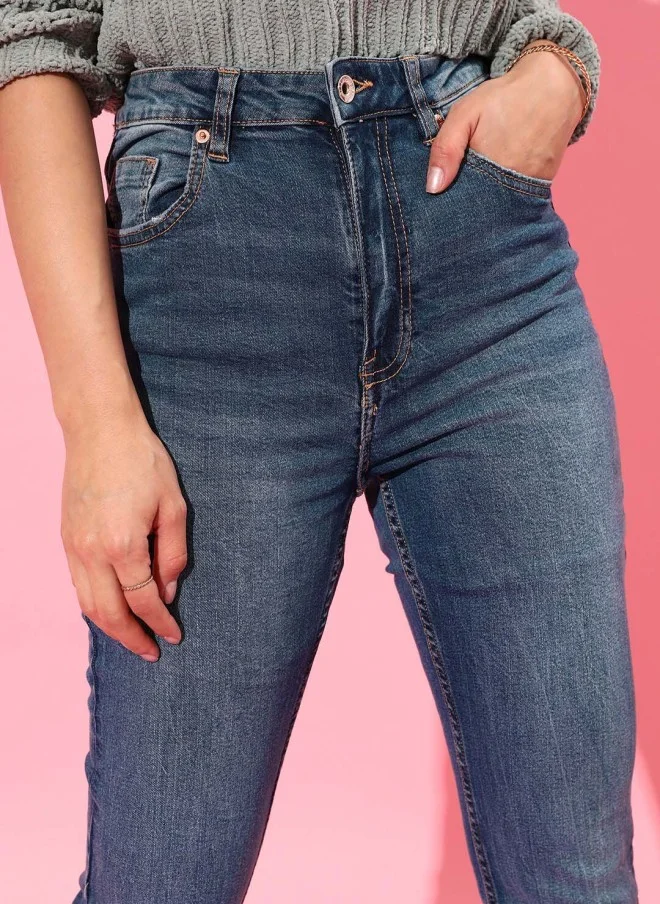 STREET 9 Slim Fit High-Rise Blue Jeans for Women