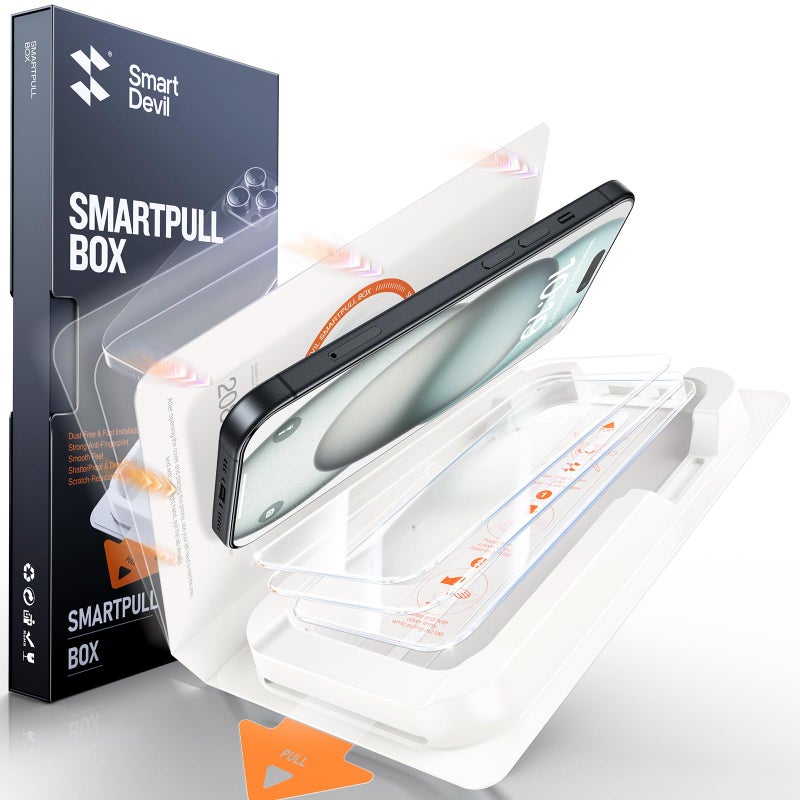 SMARTDEVIL Screen Protector for iPhone 16 Pro Max (3-Pack), HD Clear 9H Aluminosilicate Tempered Glass, SmartPull Box Dust & Bubble-Free Installation, Case-Ready Fit - Image 1