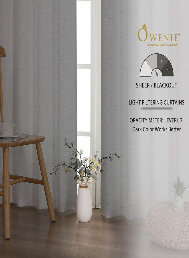 OWENIE ستائر OWENIE Bob الطبيعية، طول 84 بوصة، طقم من قطعتين لغرفة المعيشة وغرفة النوم، ستائر بنسيج الكتان الصناعي، تسمح بمرور الضوء، جيب للعمود، طول 84 بوصة، قطعتان 40 عرض × 84 طول بوصة - Image 3