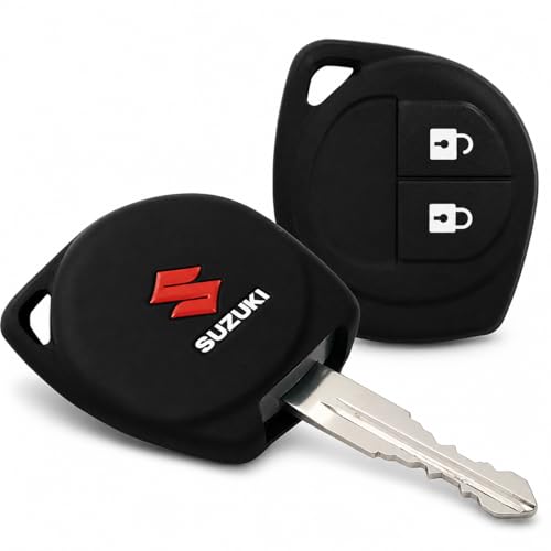 AUTOFRILL Silicone Car Key Cover for Maruti Suzuki Baleno, Grand Vitara, XL6, Swift, Brezza, Ertiga, Dzire, Celerio, Ciaz, SX4, Ignis, S Presso, S Cross, Fronx 2 Button Key Cover (Black) - Image 1