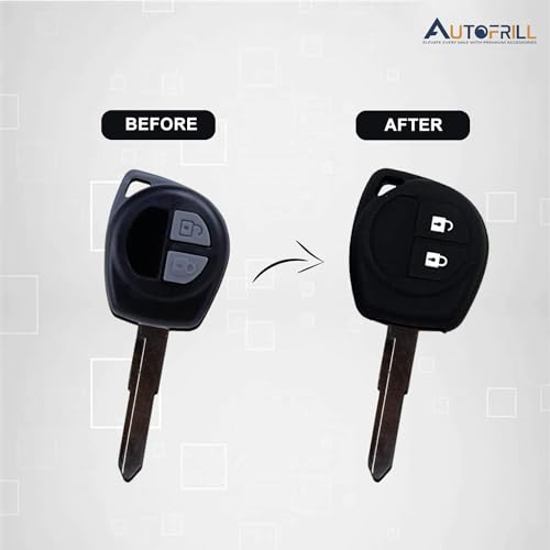 AUTOFRILL Silicone Car Key Cover for Maruti Suzuki Baleno, Grand Vitara, XL6, Swift, Brezza, Ertiga, Dzire, Celerio, Ciaz, SX4, Ignis, S Presso, S Cross, Fronx 2 Button Key Cover (Black) - Image 4