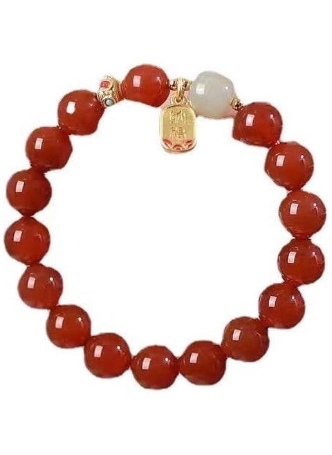 2023新款天然红玛瑙手链女和田玉手串挂件 Hand string pendant 本命年纳福ins设计