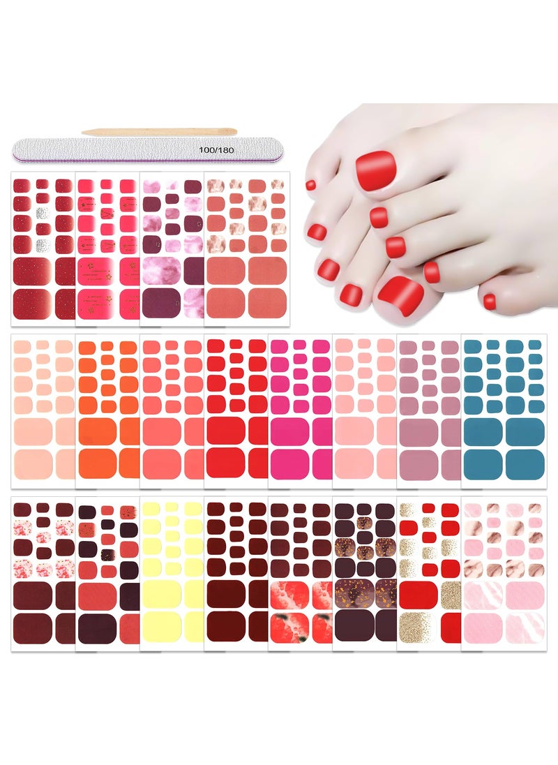 DANNEASY - DANNEASY 20 Sheets Toe Nail Polish Strips Red Nail Wraps Self Adhesive Nail Polish Stickers for Women Gel Nail Strips Stick on Nail Polish Nail Art Decoration - Image 1
