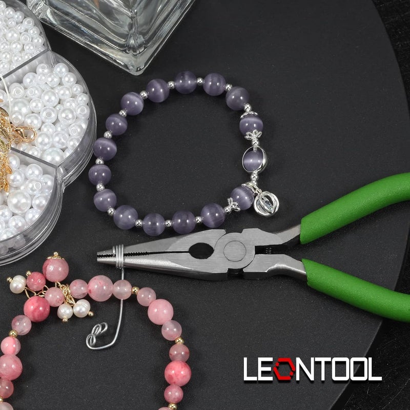 LEONTOOL Long Nose Pliers with Wire Cutter - 5-Inch Needle Nose Pliers with Small Serrated Jaws - Image 3