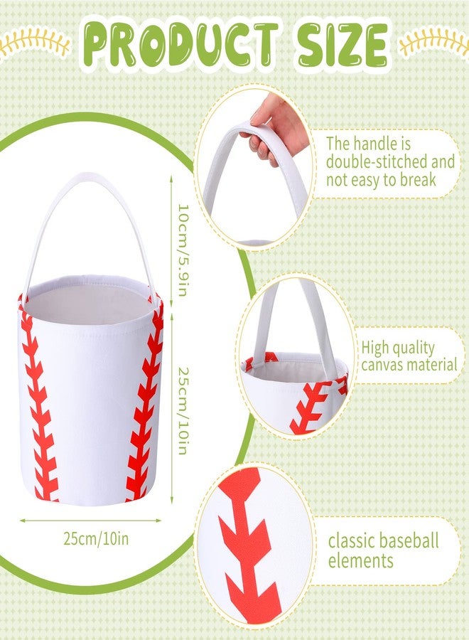 Weewooday 1 Pcs Easter Baskets Baseball Basket Canvas Basket Easter Eggs Hunt Baskets Storage Gifts Candies Bucket Tote Bag with Handles for Kids Girls Boys Easter Halloween Parties - Image 3