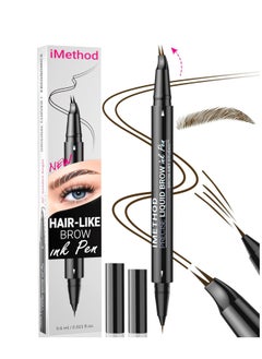 iMethod iMethod Curved Eyebrow Pen - Eyebrow Pencil, Brow Pencil 2-in-1 Dual-Ended Microblading Eyebrow Pen with Micro-Fork-Tip and Precise Brush-Tip Create Natural Hair-Like Brows, Last All-Day, Dark Brown  - Image 1