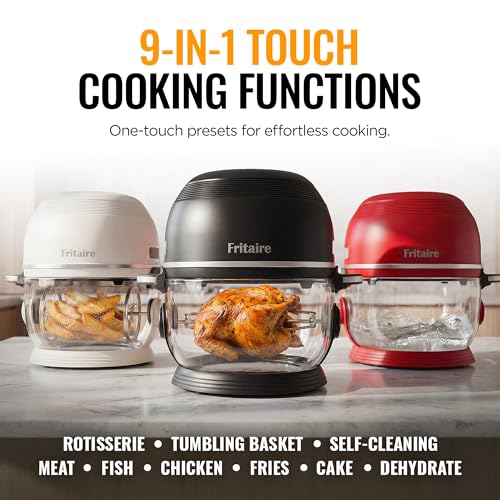 Fritaire Non Toxic Air Fryer™ Pro | 9-in-1 Glass Air Fryer | Self-Cleaning | 5 Quart | Rotisserie and Tumbler | 400F Vortex For Even Cooking, BPA-Free Teflon Free, Recrisp, Roast, Bake, Cherry - Image 4