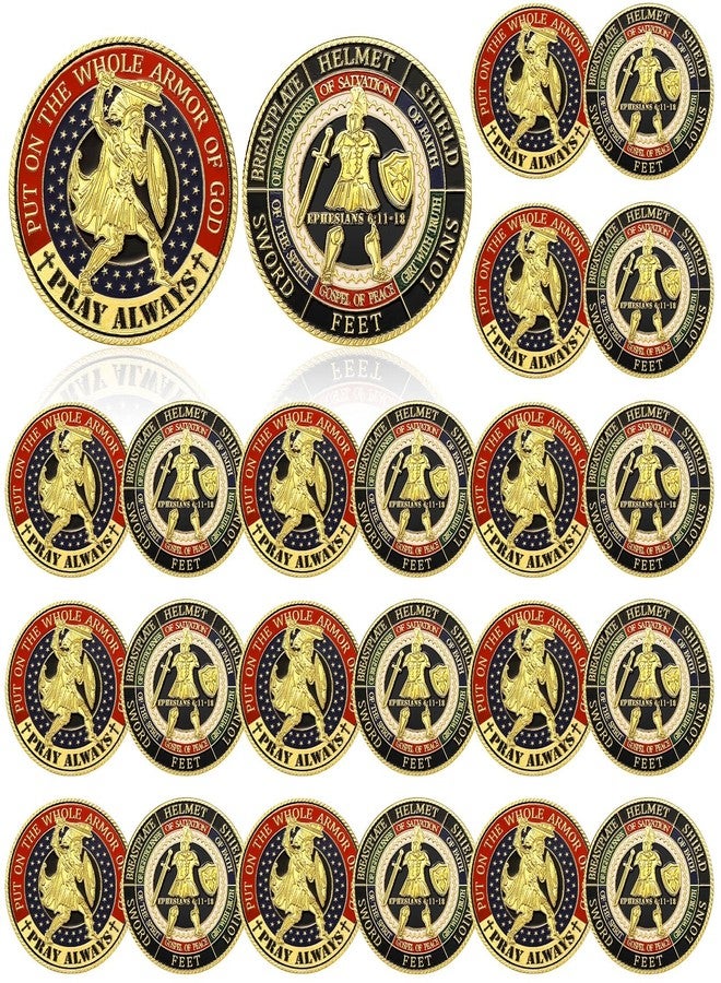 Siifert 24 Pcs Put on The Whole Armor of God Coin Round Commemorative Coin Souvenir Prayer Metal Christian for Collectors Military Church Party Collectible Challenge Souvenir - Image 1