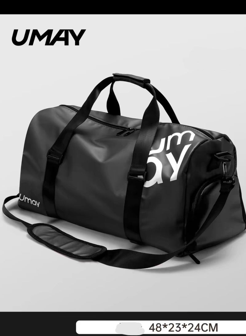 UMAY FASHION Black fitness bag, travel storage bag, specialized waterproof diagonal travel bag - Image 1