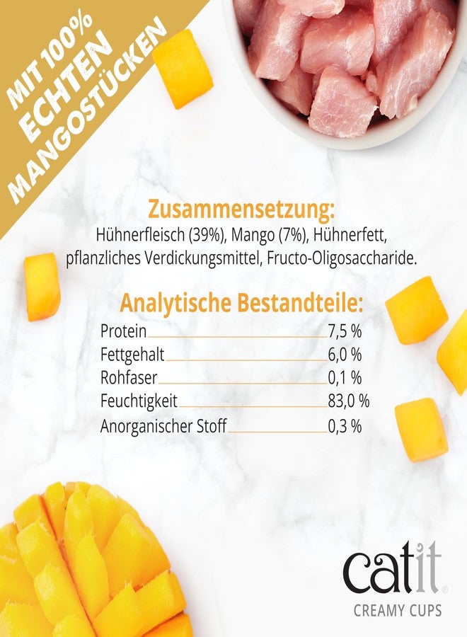كاتيت مكافآت كاتيت الكريمية للقطط - دجاج/مانجو، عبوة من 4 قطع للقطط والقطط الصغيرة - خالية من الحبوب، بدون ملح أو مواد حافظة - Image 2