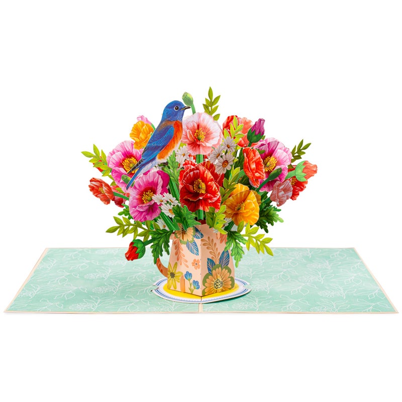 Paper Love 3D Poppy Blooms Pop Up Card With Detachable Keepsake Flower Bouquet  Gift For Birthday  Graduation  Get Well  Thank You  All Occasion Or Just Because - Large 10"" X 7  Cover - Image 5