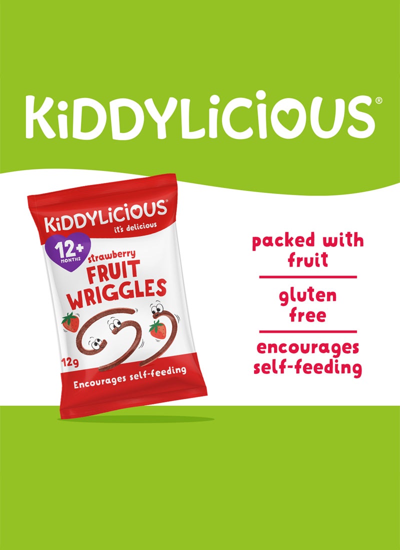 Kiddylicious Strawberry Wriggles Toddler Snacks 12g x 18 Packs | Real Fruit Kids Treat | Soft Chewy Snack for Babies 12+ Months | Gluten Free & No Artificial Preservatives - Image 4