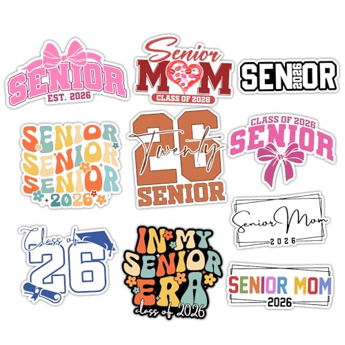 ULTRAVUTT 10PCS (3X3) Senior Year Stickers 2026, Class of 2026 Stickers, Senior car Decorations, Decal for Laptop Water Bottle Phone - Image 1
