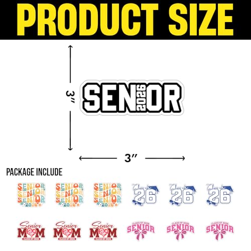 ULTRAVUTT 10PCS (3X3) Senior Year Stickers 2026, Class of 2026 Stickers, Senior car Decorations, Decal for Laptop Water Bottle Phone - Image 2