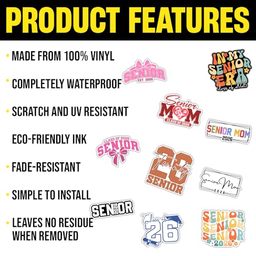 ULTRAVUTT 10PCS (3X3) Senior Year Stickers 2026, Class of 2026 Stickers, Senior car Decorations, Decal for Laptop Water Bottle Phone - Image 3