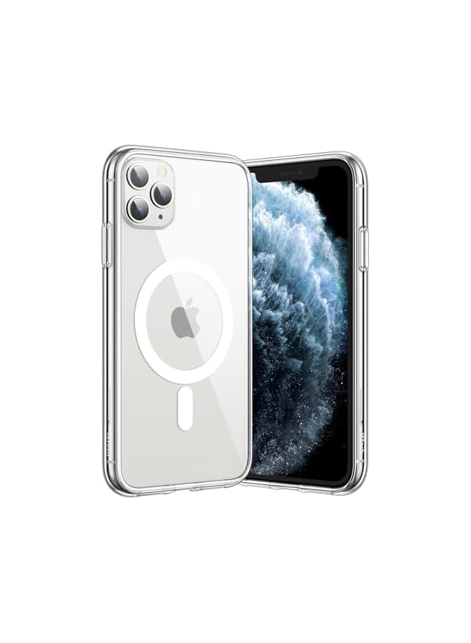 JETech Magnetic Case for iPhone 11 Pro 5.8-Inch Compatible with MagSafe Wireless Charging, Shockproof Phone Bumper Cover, Anti-Scratch Clear Back (Clear) - Image 1