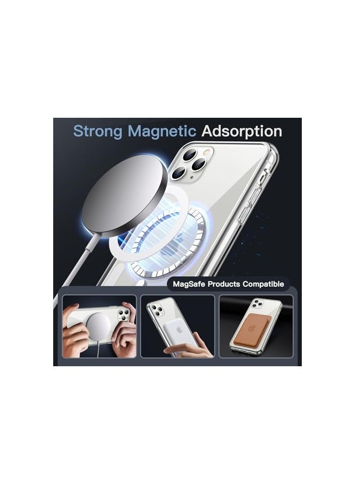 JETech Magnetic Case for iPhone 11 Pro 5.8-Inch Compatible with MagSafe Wireless Charging, Shockproof Phone Bumper Cover, Anti-Scratch Clear Back (Clear) - Image 3