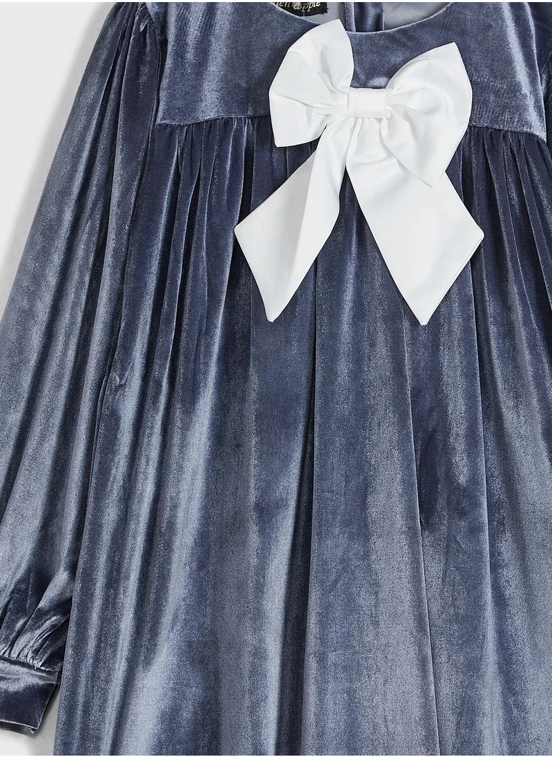 Little Golden Apple Velvet Bow Dress