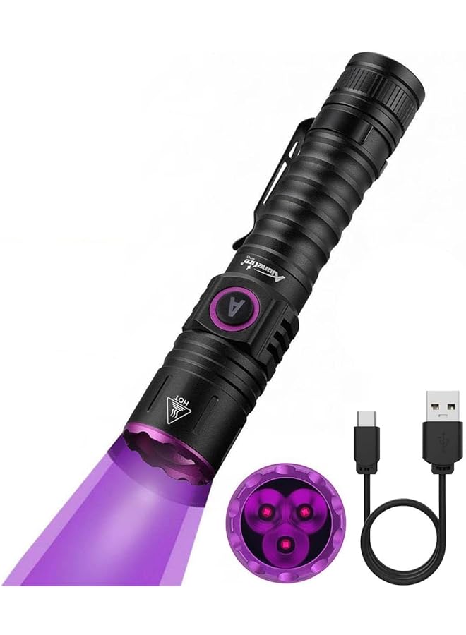 NALACAL SV103 395nm UV Torch Flashlight USB C Rechargeable Black Light with Battery Ultraviolet Woods Lamp for Resin Curing Pet Urine Scorpions Fishing Minerals Bed Bug & Money Detection - Image 1