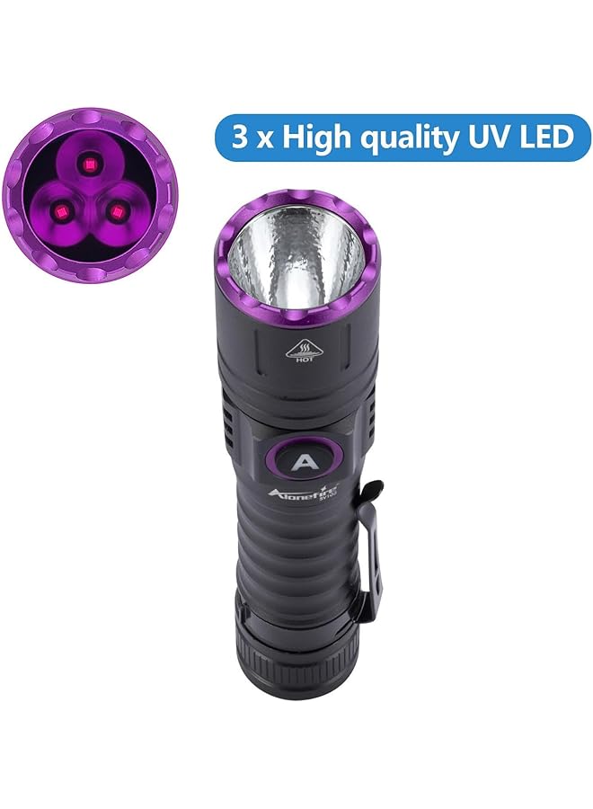 NALACAL SV103 395nm UV Torch Flashlight USB C Rechargeable Black Light with Battery Ultraviolet Woods Lamp for Resin Curing Pet Urine Scorpions Fishing Minerals Bed Bug & Money Detection - Image 2