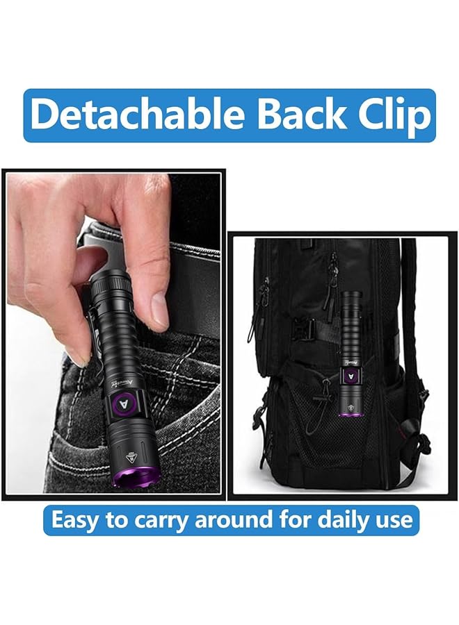NALACAL SV103 395nm UV Torch Flashlight USB C Rechargeable Black Light with Battery Ultraviolet Woods Lamp for Resin Curing Pet Urine Scorpions Fishing Minerals Bed Bug & Money Detection - Image 4