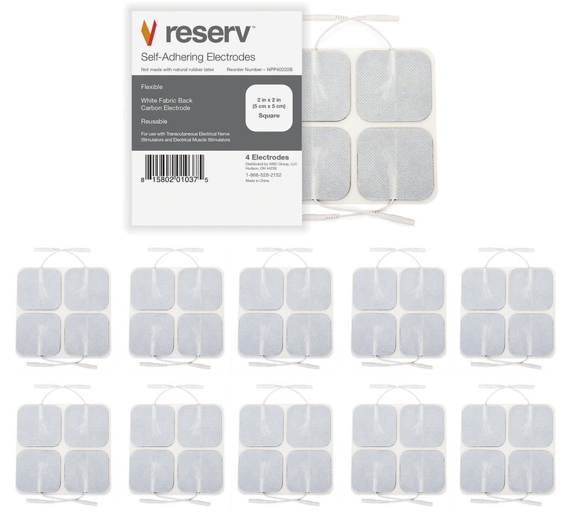 Reserv reserv 2 x 2 Premium ReUsable Self Adhesive Electrode Pads for TENSEMS Unit Fabric Backed Pads with Premium Gel Latex Free 1 Pack 40 electrodes