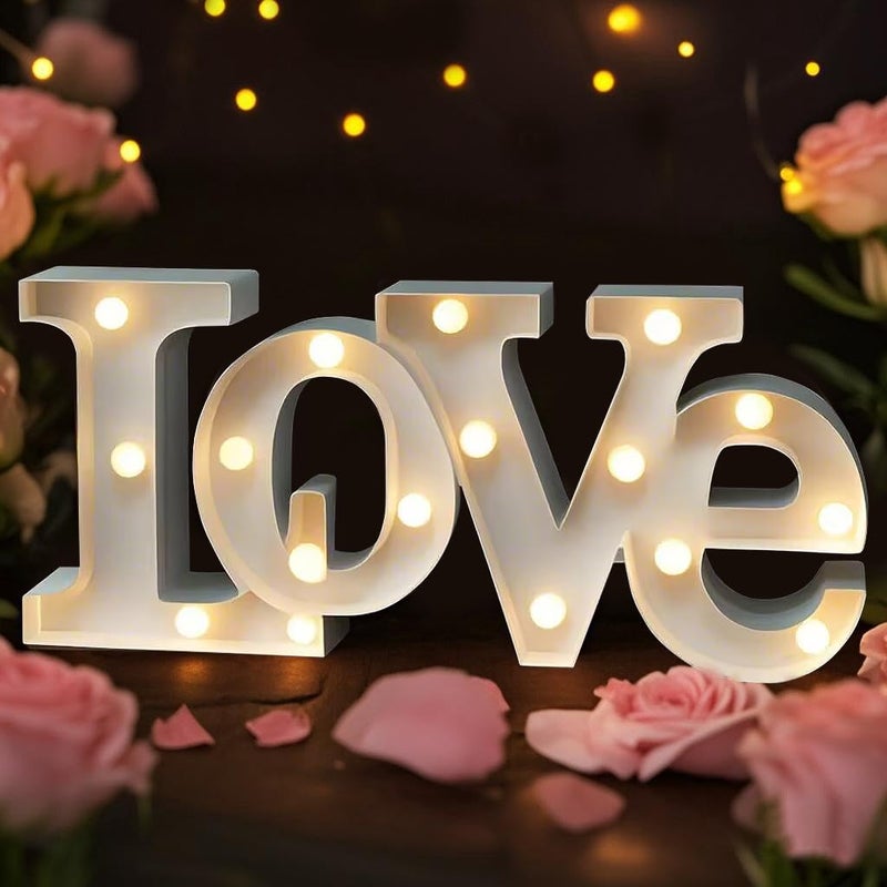 Bright Zeal 16 x 7 Large LOVE Bedroom Decor Lights LED Marquee Letters WHITE  LOVE Sign For Wall Table  Wedding Decorations Lights For Church  Valentines Day Decorations For Office Home