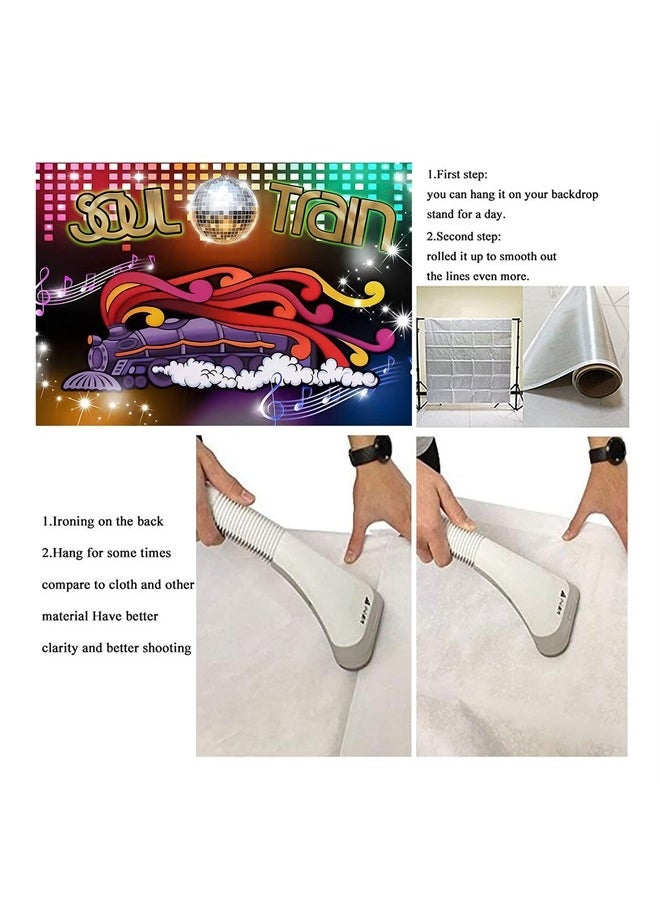 Qian - 70's and 80's Disco Dancing Prom Party Theme Photography Backdrops 70's Soul Train Neon Glow Photo Background 5X3ft Studio Shooting Props Vinyl - Image 1