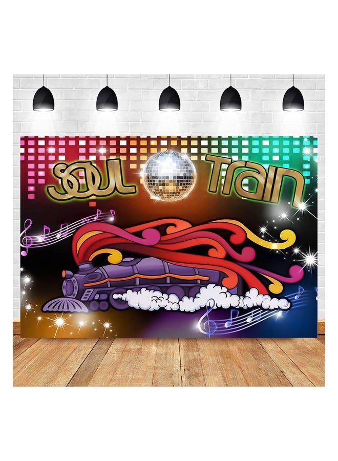 Qian 70's and 80's Disco Dancing Prom Party Theme Photography Backdrops 70's Soul Train Neon Glow Photo Background 5X3ft Studio Shooting Props Vinyl - Image 1