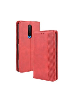 HuHa Case Cover For Xiaomi Redmi K30/Poco X2 Magnetic Buckle Retro Crazy Horse Texture Horizontal Flip Leather Case  , with Holder & Card Slots & Photo Frame Red 