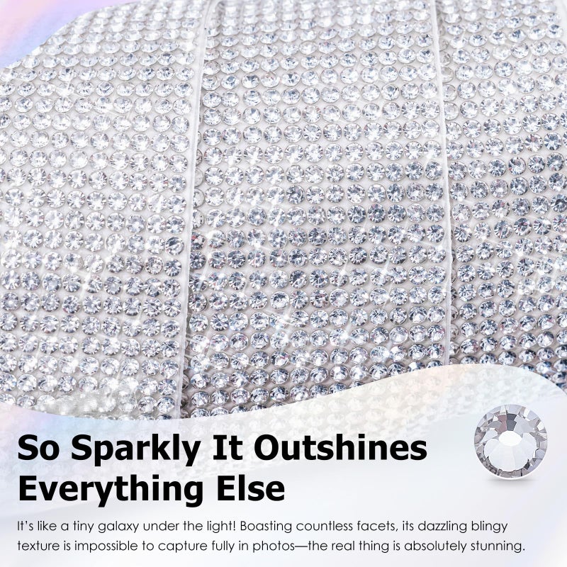 MYYKO Bling Clear Rhinestone Sheets Self Adhesive, 9.4x7.9 Inch Glitter Rhinestone Stickers Gems, Crystal Diamond Sticker for Car Craft DIY Decoration - Image 3