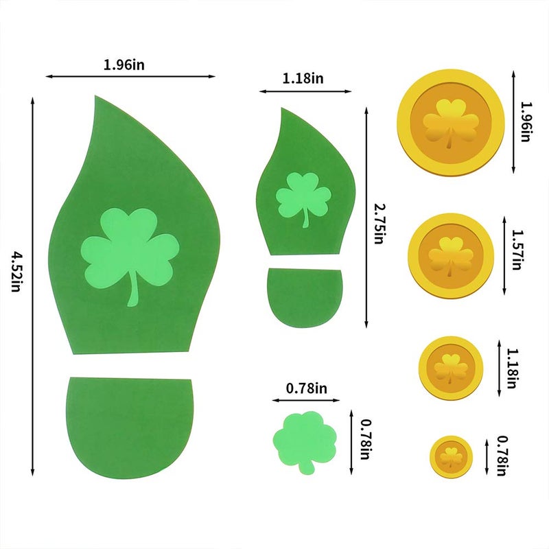 CCINEE 298pcs Leprechaun Footprint Floor Stickers Self-Adhesive Gold Coin Decals Stickers for St. Patrick's Day Window and Party Decorations 10 Sheets - Image 3