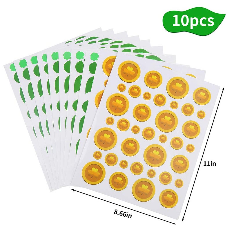 CCINEE 298pcs Leprechaun Footprint Floor Stickers Self-Adhesive Gold Coin Decals Stickers for St. Patrick's Day Window and Party Decorations 10 Sheets - Image 2
