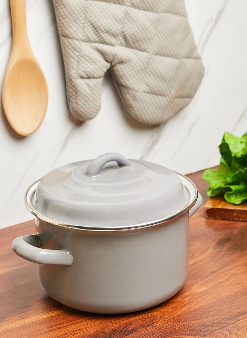 Premier Grey Enamel Porter Casserole Dish With Lid 16Cm