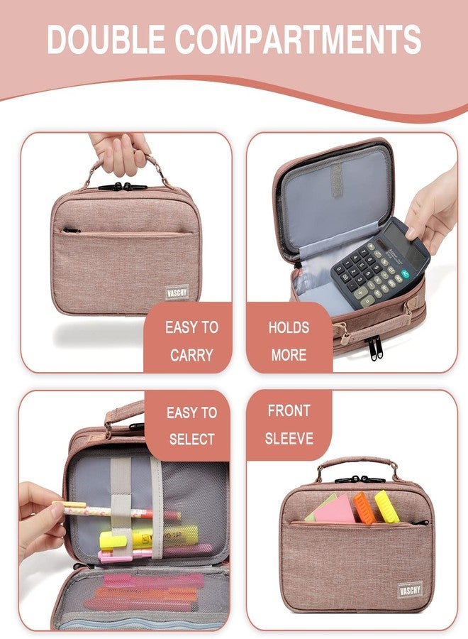 فاشي مقلمة فاشي، حقيبة أقلام كبيرة بأقسام، مناسبة للمرحلة المتوسطة، والعمل، والمكتب، وحامل أقلام، ومستلزمات مدرسية، لون وردي - Image 5