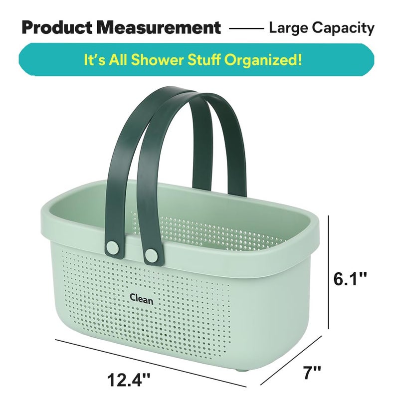 Laigoo Green Shower Caddy Basket Plastic Storage Basket with Handles Storage Bins Shower Storage Organizer for Bathroom, College Dorm, Kitchen, Bedroom, Gym - Image 5