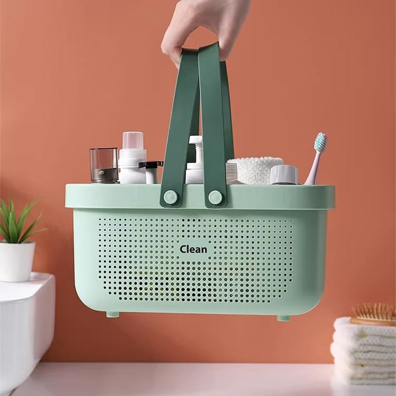 Laigoo Green Shower Caddy Basket Plastic Storage Basket with Handles Storage Bins Shower Storage Organizer for Bathroom, College Dorm, Kitchen, Bedroom, Gym - Image 3