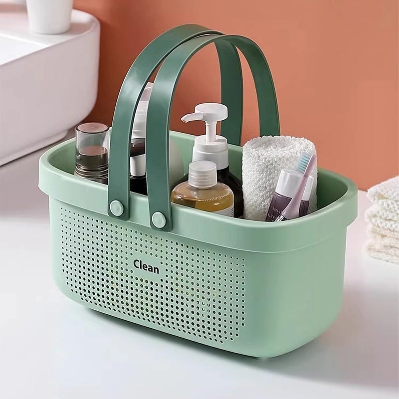 Laigoo Green Shower Caddy Basket Plastic Storage Basket with Handles Storage Bins Shower Storage Organizer for Bathroom, College Dorm, Kitchen, Bedroom, Gym - Image 2