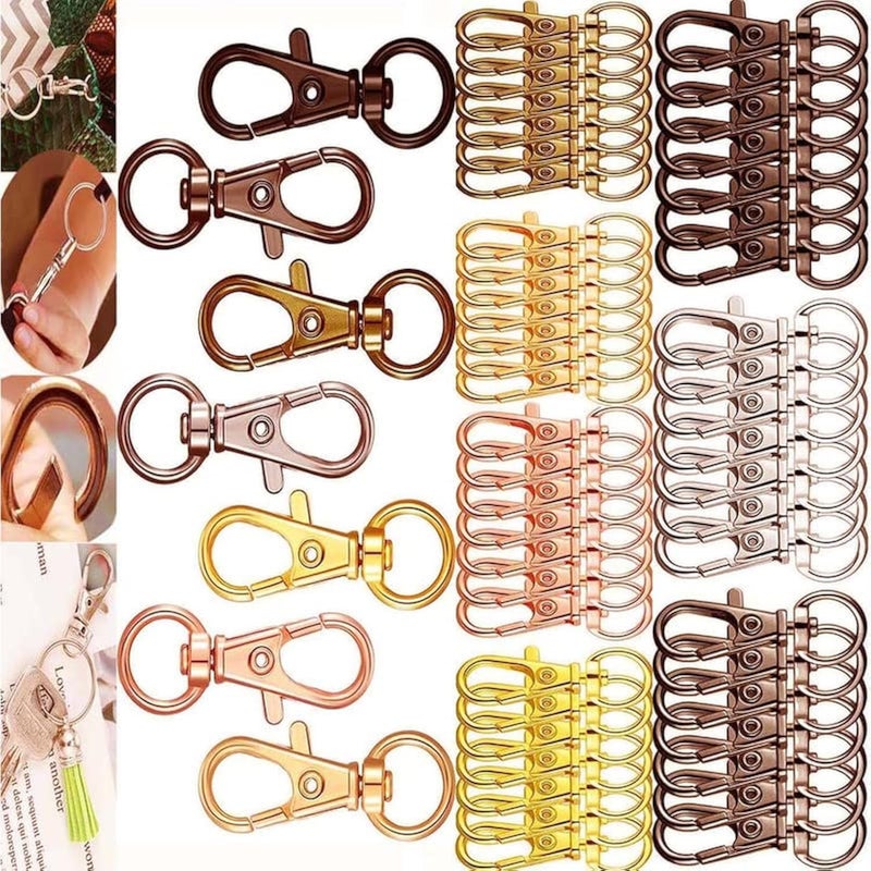 DIY Crafts DIY Crafts Stainless-Steel Swivel Clips Lobster Clasp Snap Hooks Trigger Bag Ring Keychain For DIY Works (Only Lobster) (10 Pcs, Chrome Gold)  - Image 1