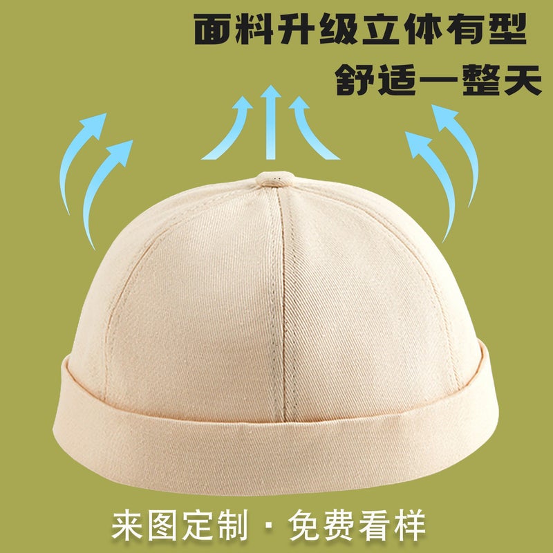 Pure Cotton Landlord Hat With Custom Printed Logo, Special Dome Anti-Hair Loss Melon Skin Work Hat For Catering Milk Tea Coffee Shop - Image 5