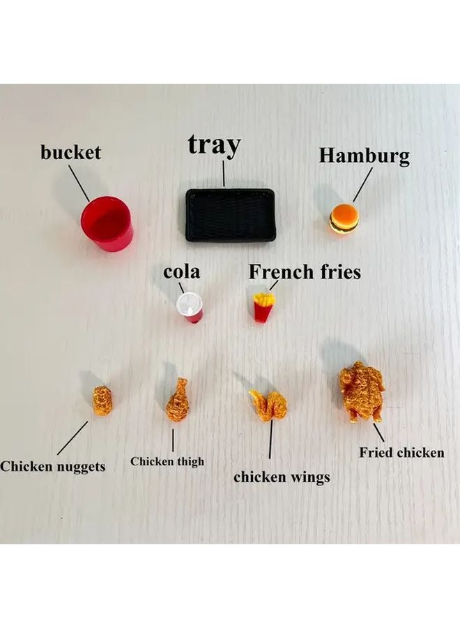 Fried Chicken Set 9pcs Miniature Food Toy House Kitchen Display Decoration - Image 4