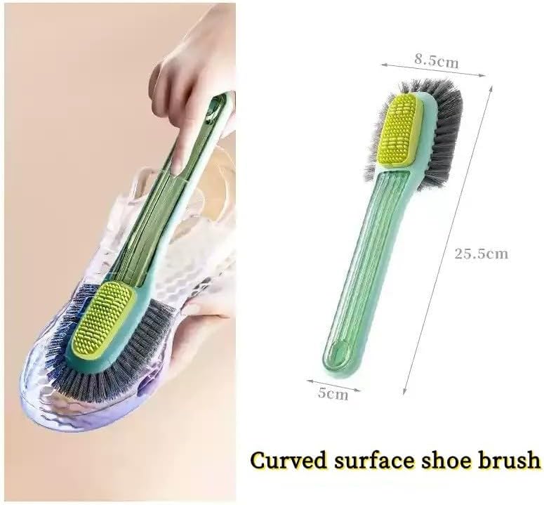 KASTWAVE Dual-Head Shoe Cleaner Brush with Soft & Stiff Bristles, Long Handle Sneaker Cleaning Brush for Internal/External Use, Ergonomic White Mesh Scrubber for All Shoes - Image 2