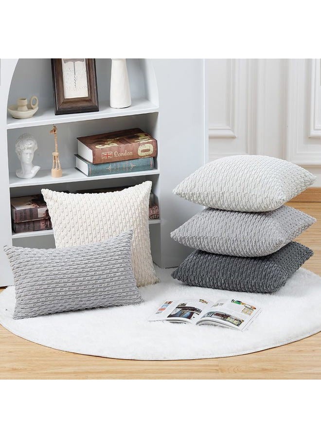 Madizz 2 Pcs Boho Striped Corduroy Pillow Cover Cushion Covers Decorative Soft Sofa Bedroom Cushion Shell Cream White Square 45 x 45cm - Image 5
