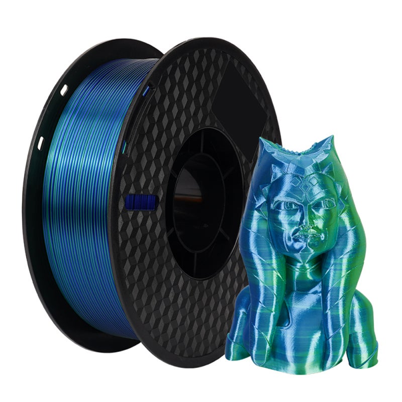 كنجروون خيوط طابعة ثلاثية الأبعاد KINGROON PLA، 1 كجم، 1.75 مم، خيوط PLA حريرية ثلاثية الألوان، مواد طباعة ثلاثية الأبعاد قابلة للتحلل وصديقة للبيئة، بكرة بدقة أبعاد +/- 0.03 مم، بكرة قياسية واحدة - أخضر وأزرق - Image 1
