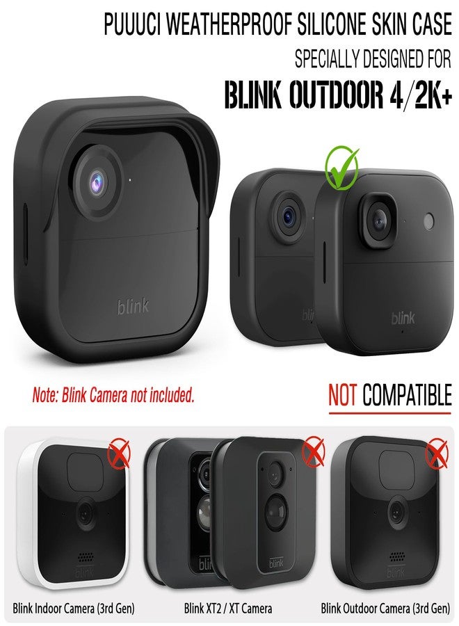 PUUUCI Silicone Skin Case/Cover for Blink Outdoor 4 (4th Gen) - Weatherproof Silicone Case with Brim for Full Camera Protection, Blink Outdoor 4 Smart Security Camera Accessories (Black, 1 Pack) - Image 2