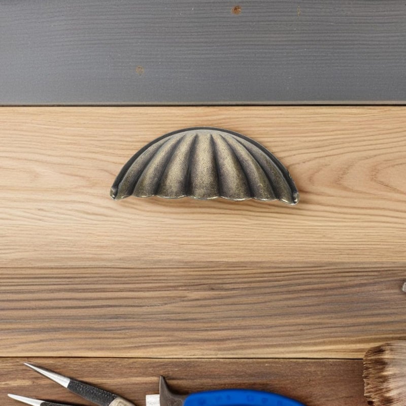 Vintage Semi Circle Shell Pattern Zinc Alloy Cabinet Knobs Drawer Pulls Antique Bronze Finish 3 Pack - Image 5